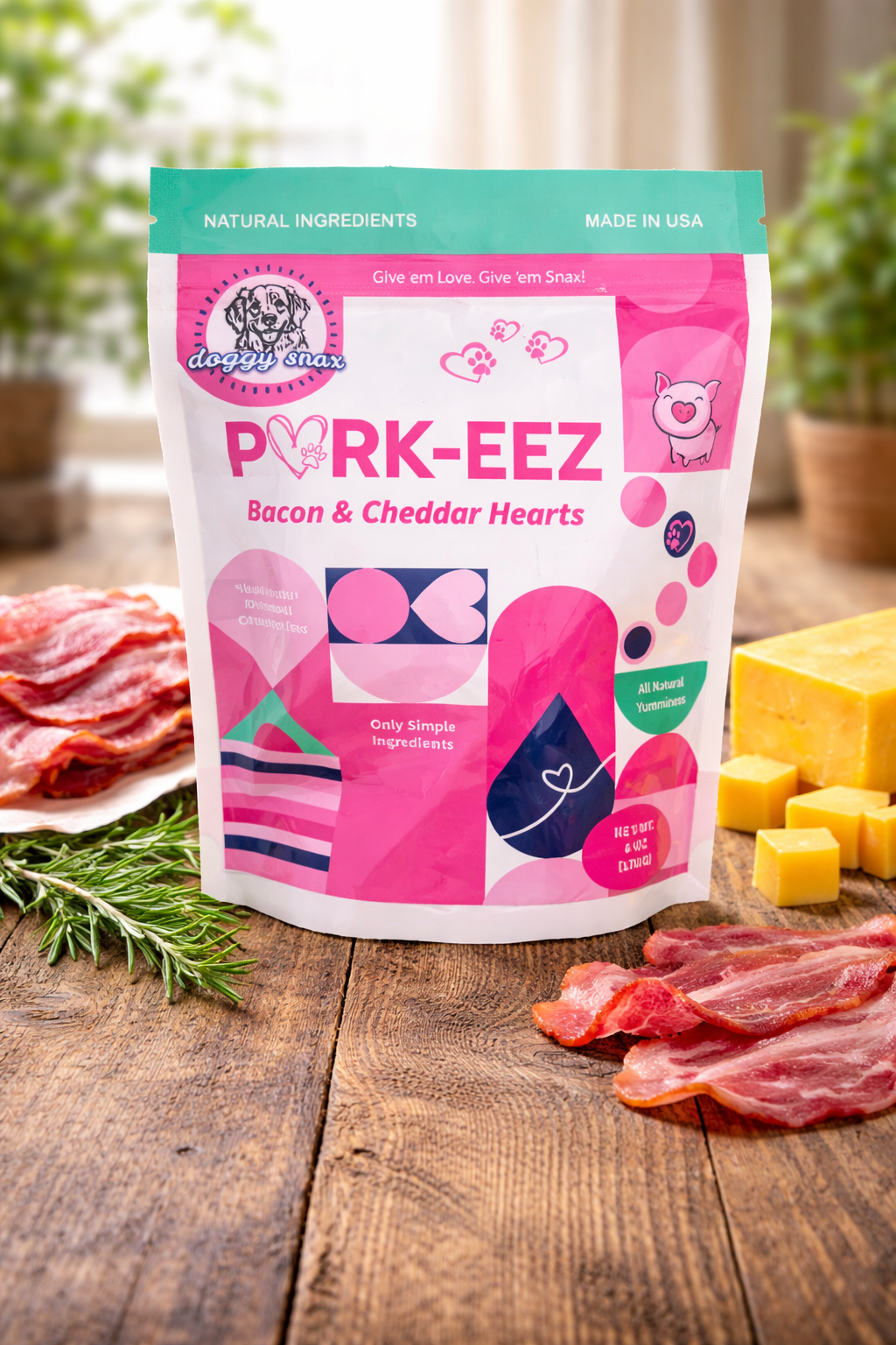 Pork-Eez Bacon & Cheddar Hearts